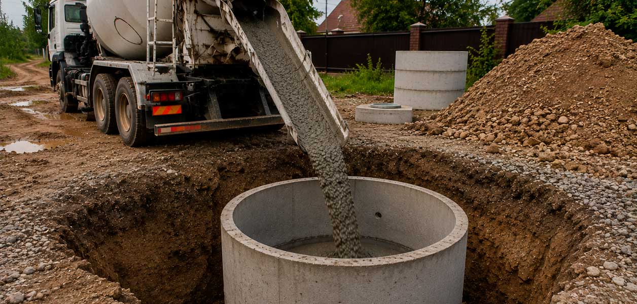 Состав бетона для колодцев из цемента, песка, воды и крупного заполнителя